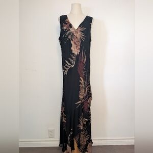 Chic Black and Brown Floral Maxi Dress
